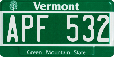 VT license plate APF532