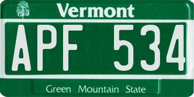 VT license plate APF534