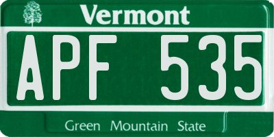 VT license plate APF535