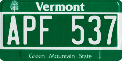 VT license plate APF537
