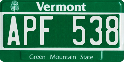 VT license plate APF538