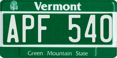 VT license plate APF540