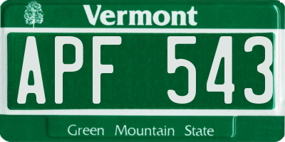 VT license plate APF543
