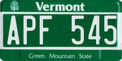 VT license plate APF545