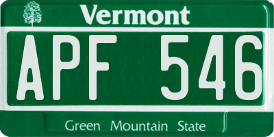 VT license plate APF546