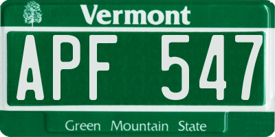 VT license plate APF547