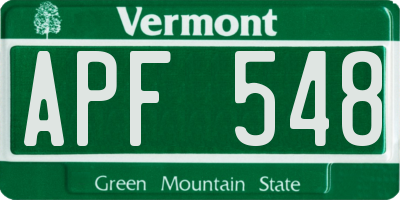 VT license plate APF548