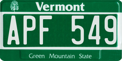 VT license plate APF549