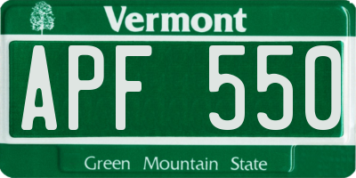 VT license plate APF550