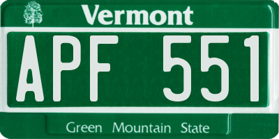 VT license plate APF551