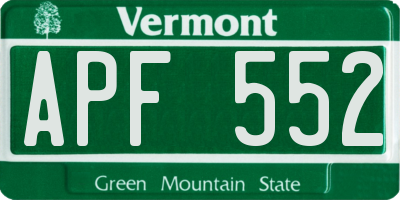 VT license plate APF552