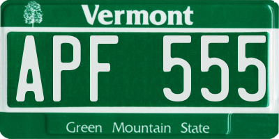 VT license plate APF555