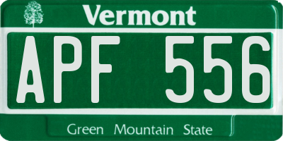 VT license plate APF556
