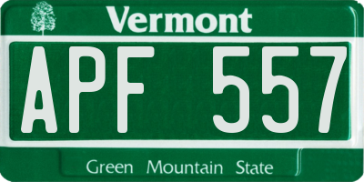 VT license plate APF557