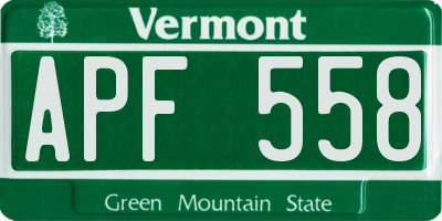 VT license plate APF558
