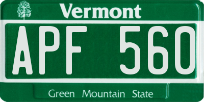 VT license plate APF560