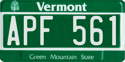 VT license plate APF561