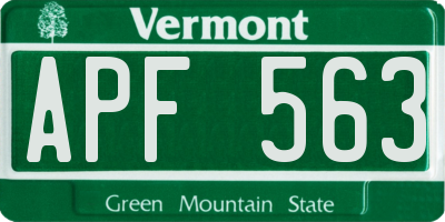 VT license plate APF563