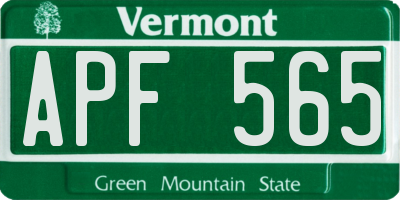 VT license plate APF565