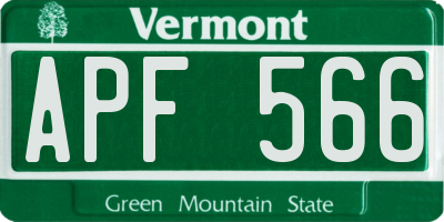 VT license plate APF566