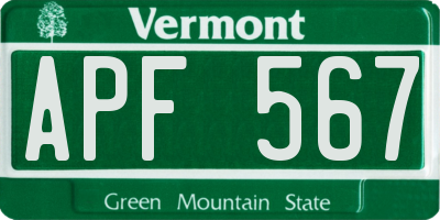 VT license plate APF567