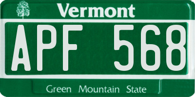 VT license plate APF568