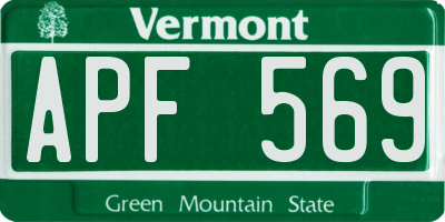 VT license plate APF569