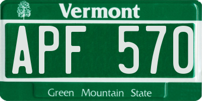 VT license plate APF570