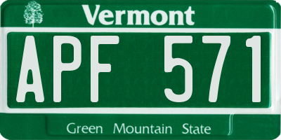 VT license plate APF571