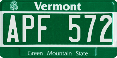 VT license plate APF572