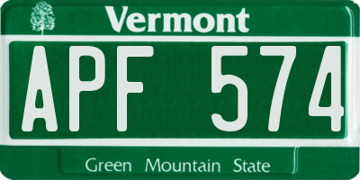 VT license plate APF574