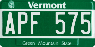 VT license plate APF575