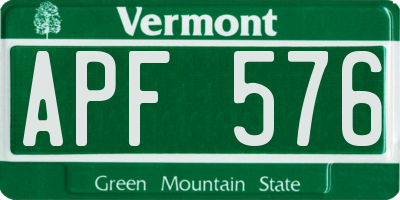 VT license plate APF576