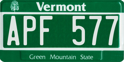 VT license plate APF577