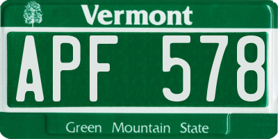 VT license plate APF578