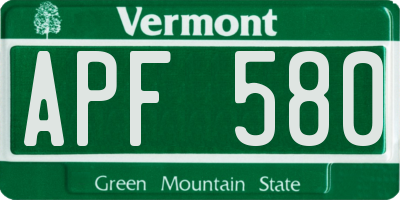 VT license plate APF580