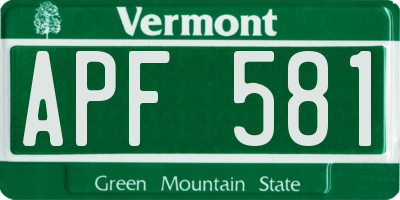 VT license plate APF581