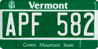 VT license plate APF582