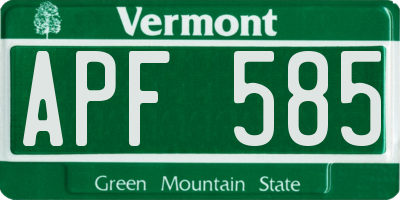 VT license plate APF585