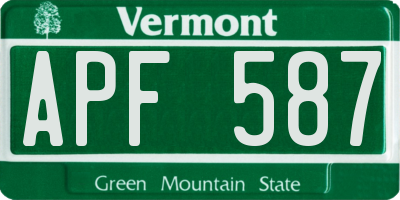 VT license plate APF587