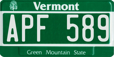 VT license plate APF589