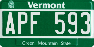 VT license plate APF593