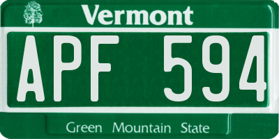 VT license plate APF594
