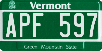 VT license plate APF597