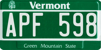 VT license plate APF598