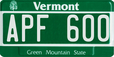 VT license plate APF600