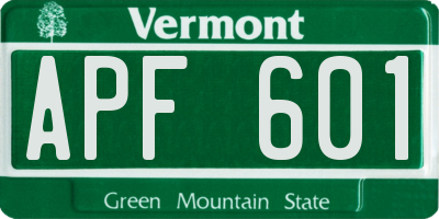 VT license plate APF601