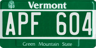 VT license plate APF604