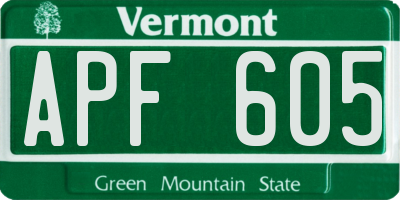 VT license plate APF605