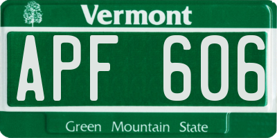 VT license plate APF606